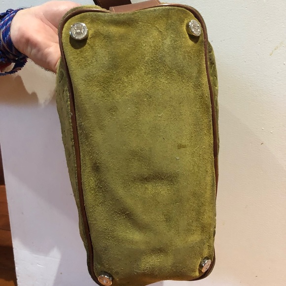 CELINE green suede monogrammed bag and wallet - Picture 5 of 8